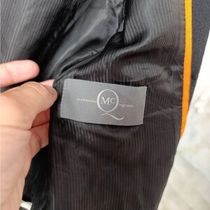 Alexander McQueen Black Trench Coat with Orange Accents